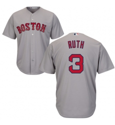 Men's Majestic Boston Red Sox #3 Babe Ruth Replica Grey Road Cool Base MLB Jersey