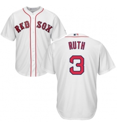 Men's Majestic Boston Red Sox #3 Babe Ruth Replica White Home Cool Base MLB Jersey