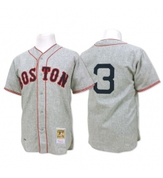 Men's Mitchell and Ness 1936 Boston Red Sox #3 Jimmie Foxx Authentic Grey Throwback MLB Jersey