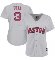 Women's Majestic Boston Red Sox #3 Jimmie Foxx Replica Grey Road MLB Jersey