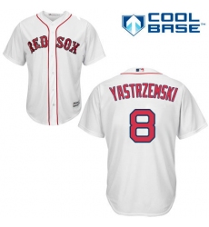 Youth Majestic Boston Red Sox #8 Carl Yastrzemski Replica White Home Cool Base MLB Jersey