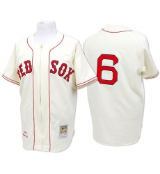 Men's Mitchell and Ness Boston Red Sox #6 Johnny Pesky Authentic Cream Throwback MLB Jersey