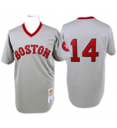 Men's Mitchell and Ness Boston Red Sox #14 Jim Rice Replica Grey Throwback MLB Jersey