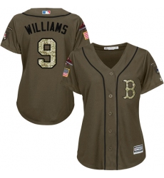 Women's Majestic Boston Red Sox #9 Ted Williams Authentic Green Salute to Service 2018 World Series Champions MLB Jersey