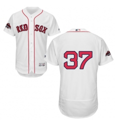 Men's Majestic Boston Red Sox #37 Bill Lee White Home Flex Base Authentic Collection 2018 World Series Champions MLB Jersey