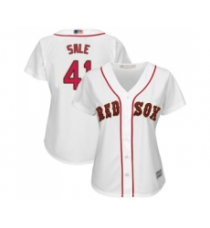 Women's Boston Red Sox #41 Chris Sale Authentic White 2019 Gold Program Cool Base Baseball Jersey