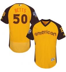 Men's Majestic Boston Red Sox #50 Mookie Betts Yellow 2016 All-Star American League BP Authentic Collection Flex Base MLB Jersey