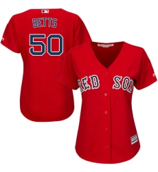 Women's Majestic Boston Red Sox #50 Mookie Betts Authentic Red Alternate Home MLB Jersey