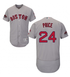 Men's Majestic Boston Red Sox #24 David Price Grey Road Flex Base Authentic Collection 2018 World Series Champions MLB Jersey