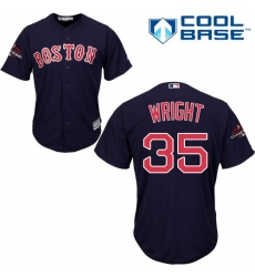 Youth Majestic Boston Red Sox #35 Steven Wright Authentic Navy Blue Alternate Road Cool Base 2018 World Series Champions MLB Jersey