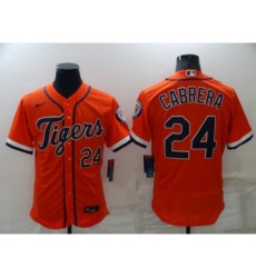 Men's Detroit Tigers #24 Miguel Cabrera Orange Stitched MLB Flex Base Nike Jersey