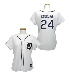 Women's Majestic Detroit Tigers #24 Miguel Cabrera Replica White MLB Jersey