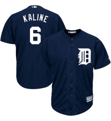 Youth Majestic Detroit Tigers #6 Al Kaline Authentic Navy Blue Alternate Cool Base MLB Jersey