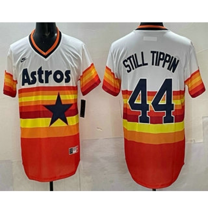 Men's Houston Astros #44 Still Tippin Orange Rainbow Cooperstown Stitched Cool Base Jersey