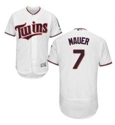 Men's Majestic Minnesota Twins #7 Joe Mauer White Home Flex Base Authentic Collection MLB Jersey