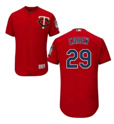 Men's Majestic Minnesota Twins #29 Rod Carew Authentic Scarlet Alternate Flex Base Authentic Collection MLB Jersey