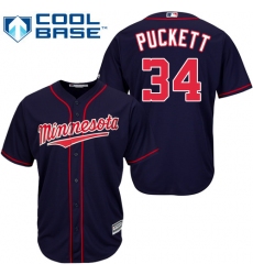 Youth Majestic Minnesota Twins #34 Kirby Puckett Replica Navy Blue Alternate Road Cool Base MLB Jersey