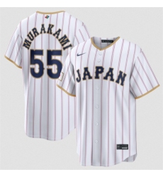 Men's Japan Baseball #55 Munetaka Murakami White 2026 World Baseball Classic Home Stadium Stitched Jersey