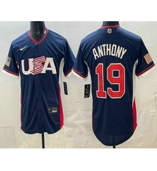 Men's USA #19 Roman Anthony Navy 2026 World Baseball Classic Cool Base Jersey