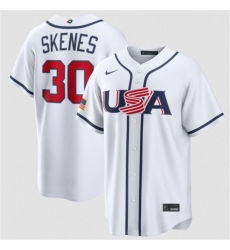 Men's USA Baseball #30 Paul Skenes White 2026 World Baseball Classic Home Stadium Stitched Jersey