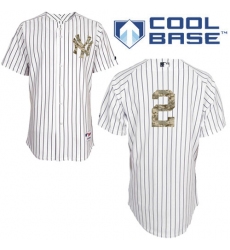 Men's Majestic New York Yankees #2 Derek Jeter Replica White USMC Cool Base MLB Jersey