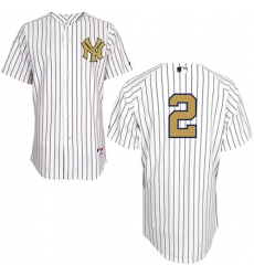Youth Majestic New York Yankees #2 Derek Jeter Authentic White Fashion Gold MLB Jersey