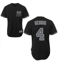 Men's Majestic New York Yankees #4 Lou Gehrig Authentic Black Fashion MLB Jersey