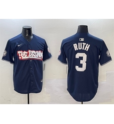 Men's New York Yankees #3 Babe Ruth Navy Bronx Graffiti Vapor Limited Stitched Baseball Jersey