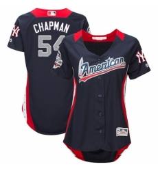 Women's Majestic New York Yankees #54 Aroldis Chapman Game Navy Blue American League 2018 MLB All-Star MLB Jersey