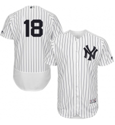 Men's Majestic New York Yankees #18 Johnny Damon White Home Flex Base Authentic Collection MLB Jersey