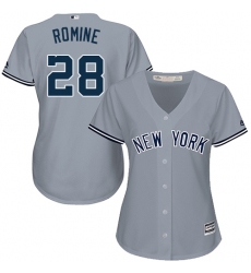Women's Majestic New York Yankees #28 Austin Romine Replica Grey Road MLB Jersey