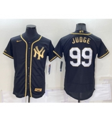 Men's New York Yankees #99 Aaron Judge Black Gold Flex Base Stitched Baseball Jersey