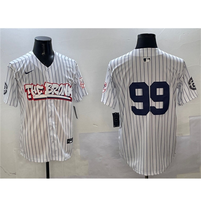 Men's New York Yankees #99 Aaron Judge White Bronx Graffiti Vapor Limited Stitched Baseball Jersey