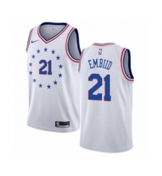 Men's Nike Philadelphia 76ers #21 Joel Embiid White Swingman Jersey - Earned Edition