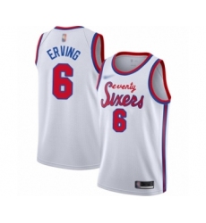 Men's Philadelphia 76ers #6 Julius Erving Authentic White Hardwood Classics Basketball Jersey