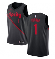 Men's Nike Portland Trail Blazers #1 Evan Turner Swingman Black NBA Jersey - 2018 19 City Edition