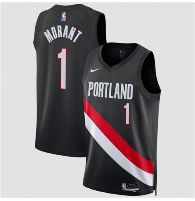Men's Portland Trail Blazers #1 Ja Morant Black 2026 Icon Edition Stitched Basketball Jersey