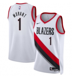 Men's Portland Trail Blazers #1 Ja Morant White 2026 Association Edition Stitched Basketball Jersey