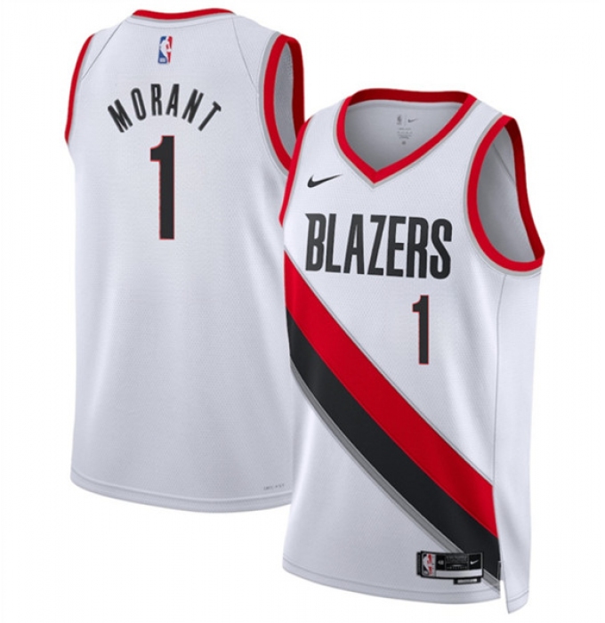 Men's Portland Trail Blazers #1 Ja Morant White 2026 Association Edition Stitched Basketball Jersey
