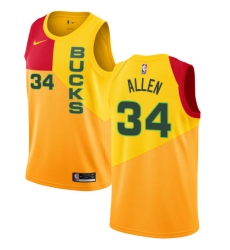 Women's Nike Milwaukee Bucks #34 Ray Allen Swingman Yellow NBA Jersey - City Edition