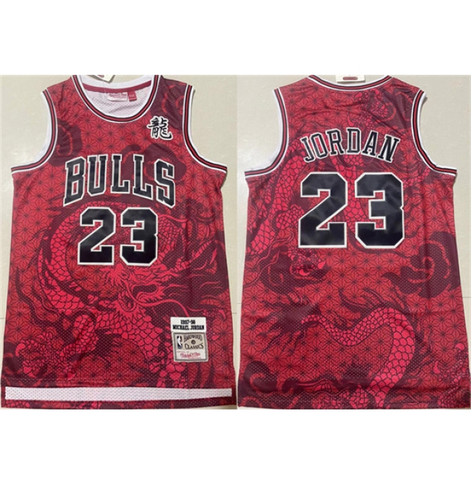 Men's Chicago Bulls #23 Michael Jordan Red 1997-98 Throwback Stitched Basketball Jersey