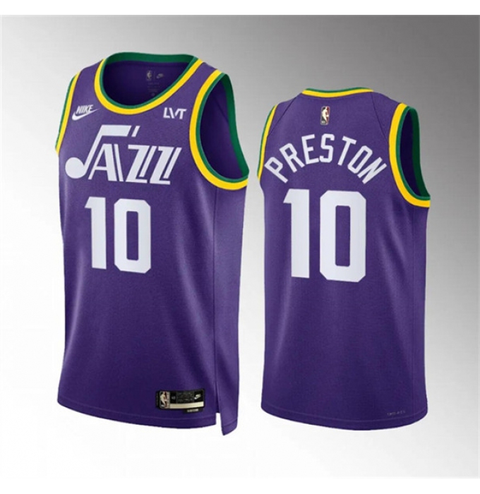 Men's Utah Jazz #10 Jason Preston Purple 2023-24 City Edition Stitched Basketball Jersey