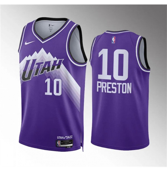 Men's Utah Jazz #10 Jason Preston Purple Classic Edition Stitched Basketball Jersey