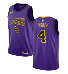 Men's Nike Los Angeles Lakers #4 Byron Scott Swingman Purple NBA Jersey - City Edition
