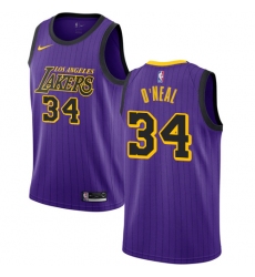 Women's Nike Los Angeles Lakers #34 Shaquille O'Neal Swingman Purple NBA Jersey - City Edition