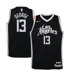 Youth LA Clippers #13 Paul George Nike Black 2020-21 Swingman Jersey
