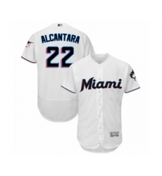 Men's Miami Marlins #22 Sandy Alcantara White Home Flex Base Authentic Collection Baseball Jersey