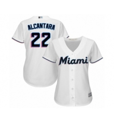 Women's Miami Marlins #22 Sandy Alcantara Authentic White Home Cool Base Baseball Jersey