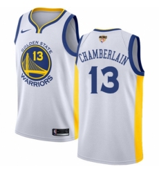 Men's Nike Golden State Warriors #13 Wilt Chamberlain Authentic White Home 2018 NBA Finals Bound NBA Jersey - Association Edition