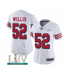 Women's San Francisco 49ers #52 Patrick Willis Limited White Rush Vapor Untouchable Super Bowl LIV Bound Football Jersey